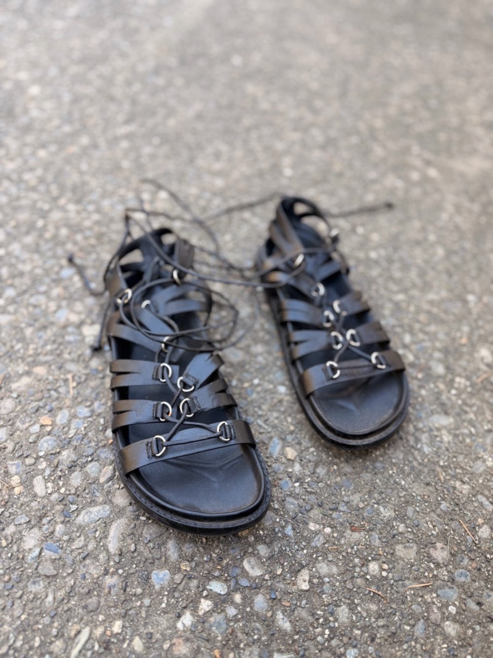 ZARA Lace-Up Black Gladiator Sandal for Women - Picture 2 of 7